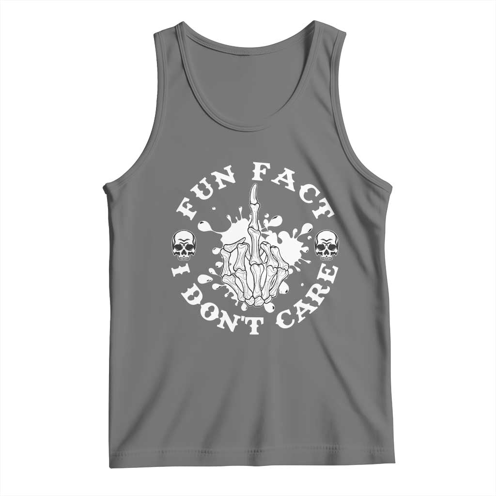 Dark Humor Skeleton Fun Fact I Do Not Care Vibe Tank Top TS12 Black Heather Print Your Wear