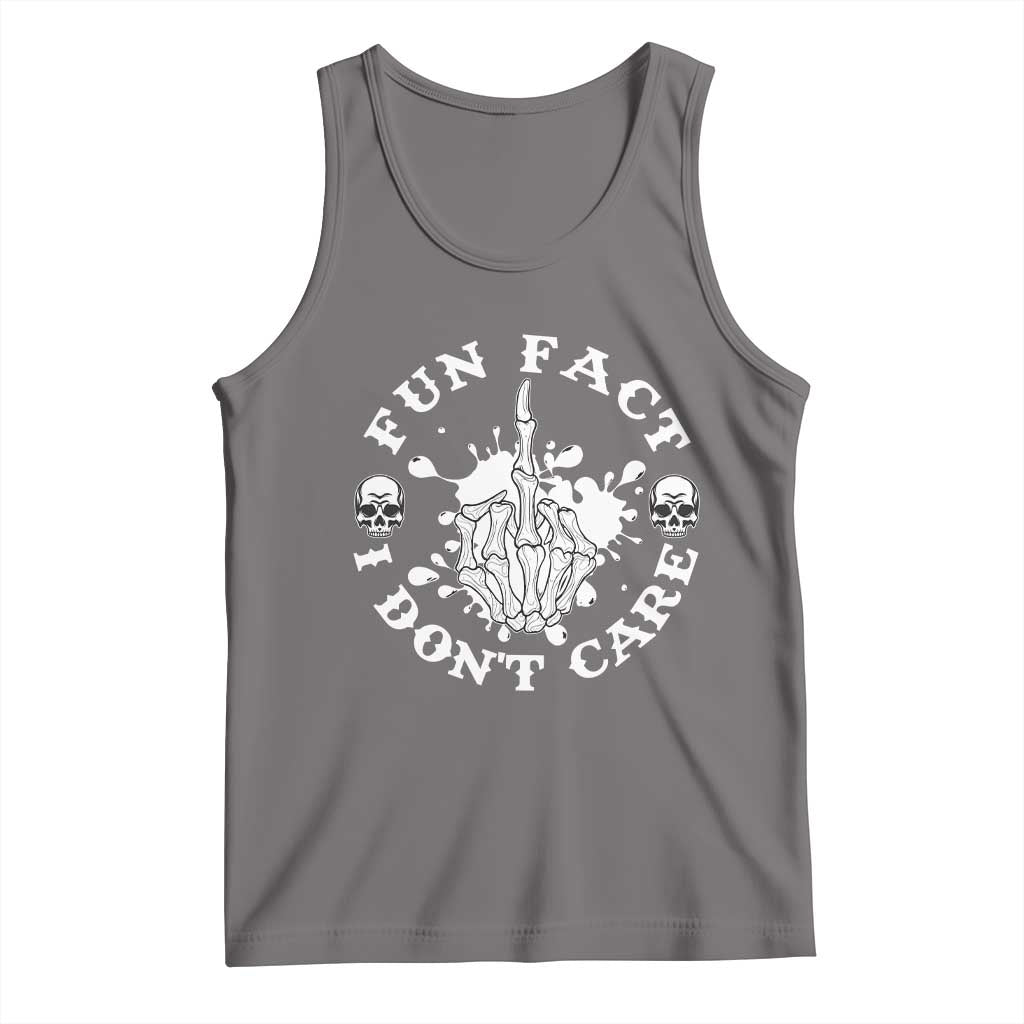 Dark Humor Skeleton Fun Fact I Do Not Care Vibe Tank Top TS12 Deep Heather Print Your Wear
