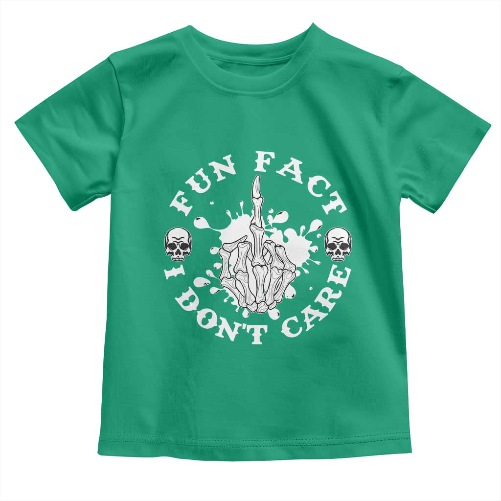 Dark Humor Skeleton Fun Fact I Do Not Care Vibe Toddler T Shirt TS12 Irish Green Print Your Wear