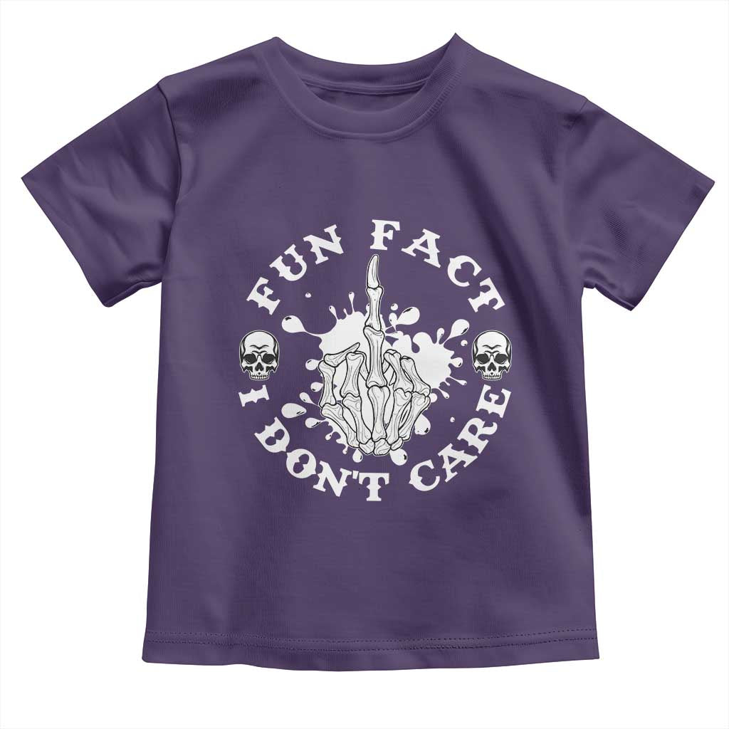 Dark Humor Skeleton Fun Fact I Do Not Care Vibe Toddler T Shirt TS12 Purple Print Your Wear