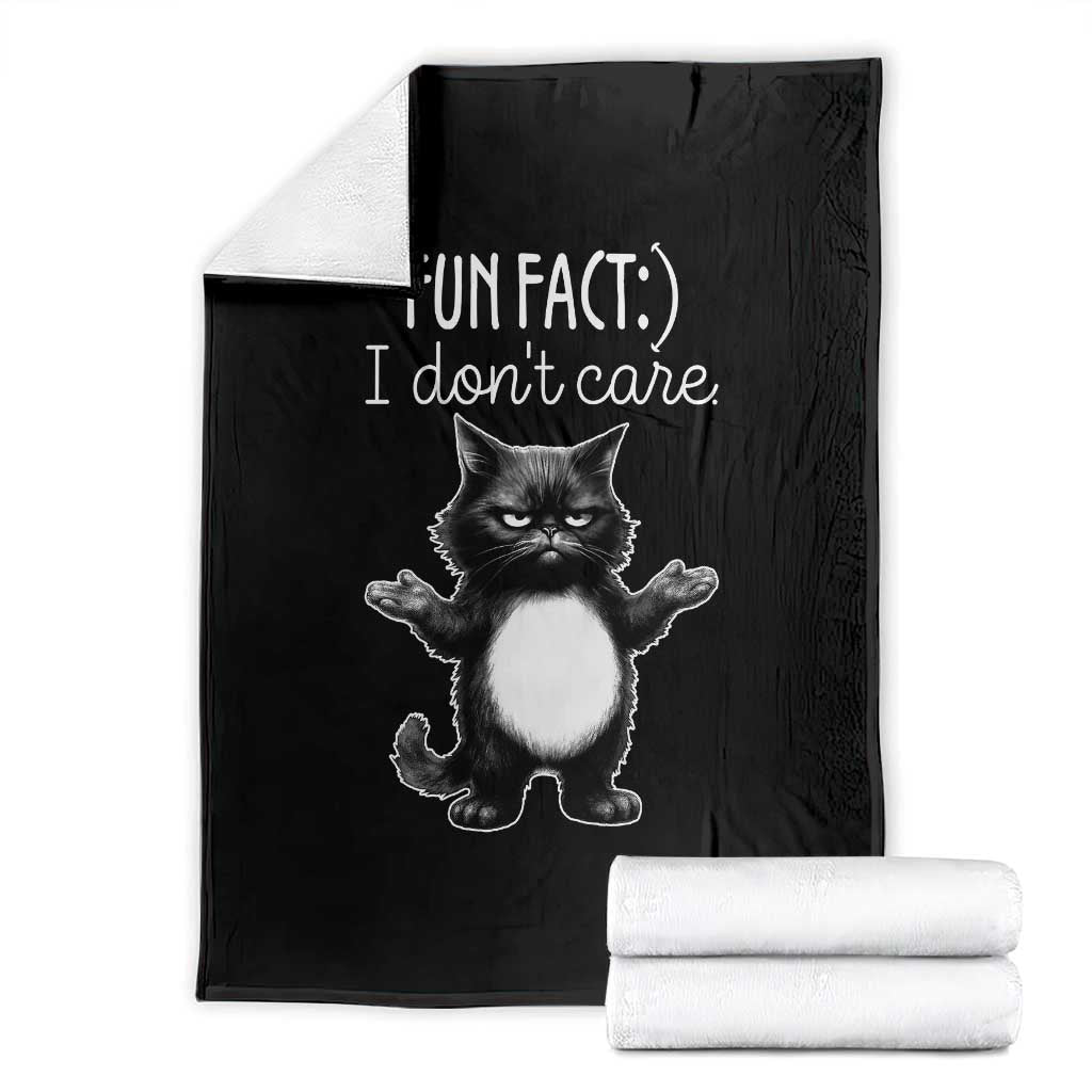 Funny Cat Lover Throw Blanket Fun Fact I Do Not Care Quote TS12 Black Print Your Wear