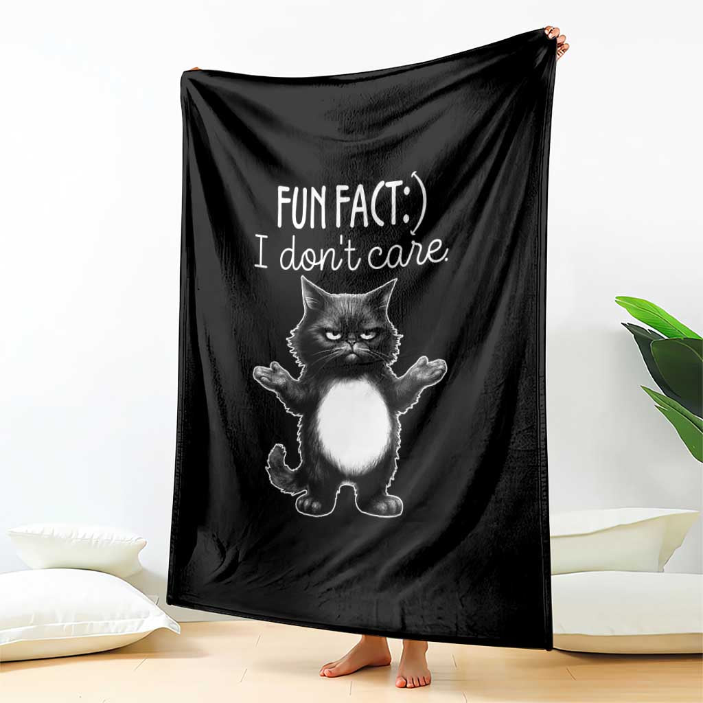 Funny Cat Lover Throw Blanket Fun Fact I Do Not Care Quote TS12 Print Your Wear