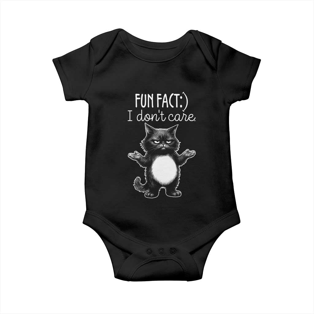 Funny Cat Lover Baby Onesie Fun Fact I Do Not Care Quote TS12 Black Print Your Wear