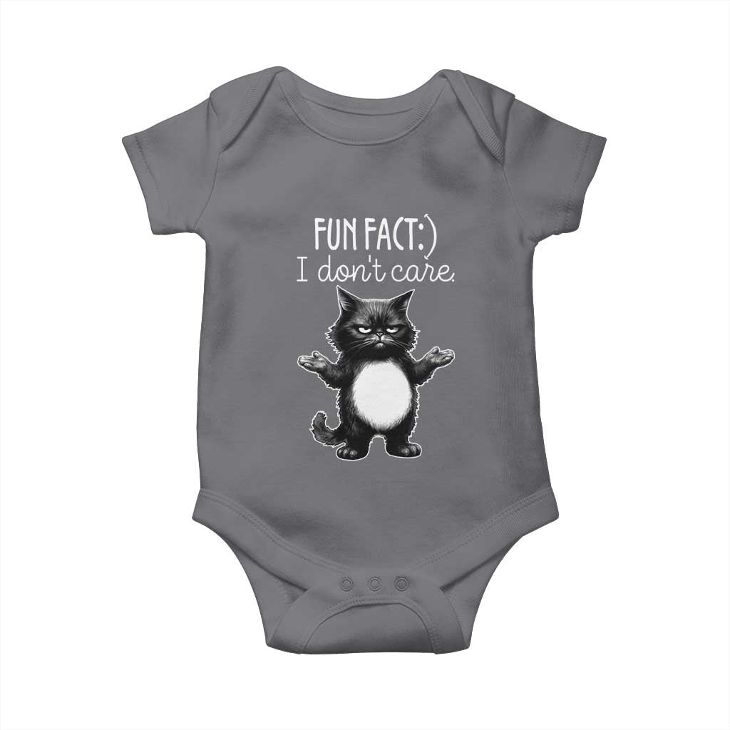 Funny Cat Lover Baby Onesie Fun Fact I Do Not Care Quote TS12 Charcoal Print Your Wear