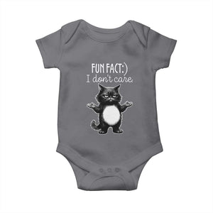 Funny Cat Lover Baby Onesie Fun Fact I Do Not Care Quote TS12 Charcoal Print Your Wear