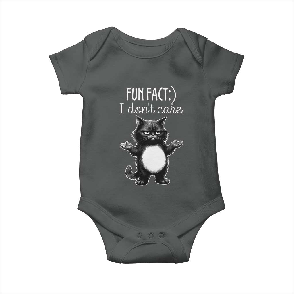 Funny Cat Lover Baby Onesie Fun Fact I Do Not Care Quote TS12 Dark Heather Print Your Wear