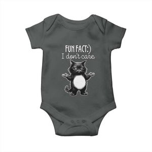 Funny Cat Lover Baby Onesie Fun Fact I Do Not Care Quote TS12 Dark Heather Print Your Wear