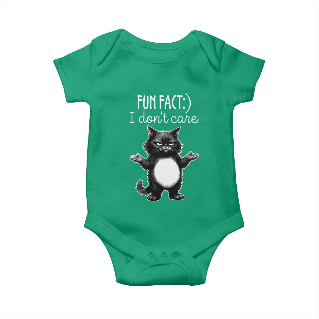 Funny Cat Lover Baby Onesie Fun Fact I Do Not Care Quote TS12 Irish Green Print Your Wear