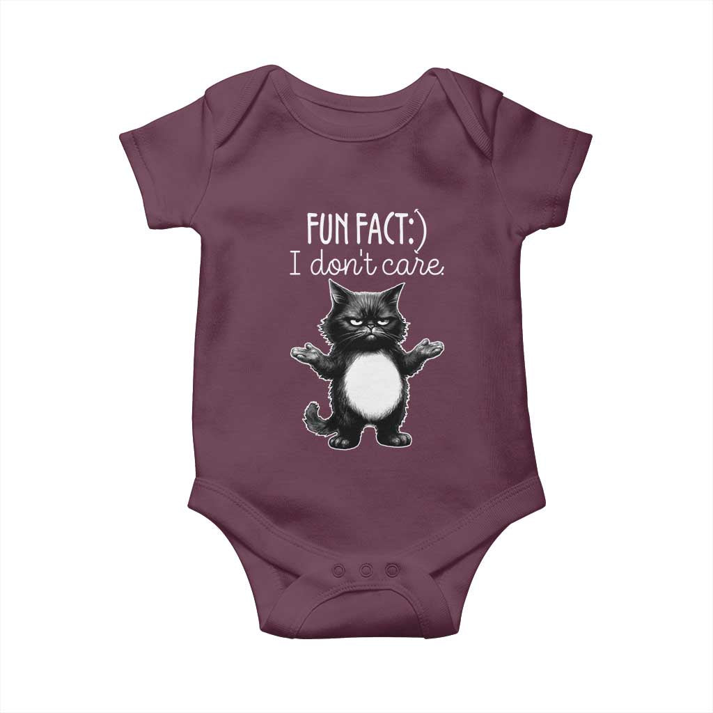 Funny Cat Lover Baby Onesie Fun Fact I Do Not Care Quote TS12 Maroon Print Your Wear