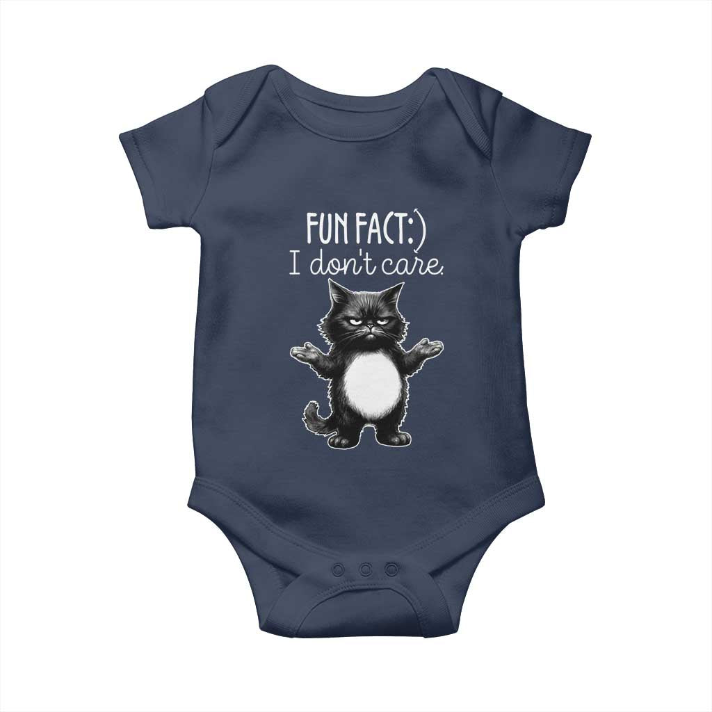 Funny Cat Lover Baby Onesie Fun Fact I Do Not Care Quote TS12 Navy Print Your Wear