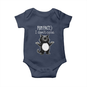 Funny Cat Lover Baby Onesie Fun Fact I Do Not Care Quote TS12 Navy Print Your Wear