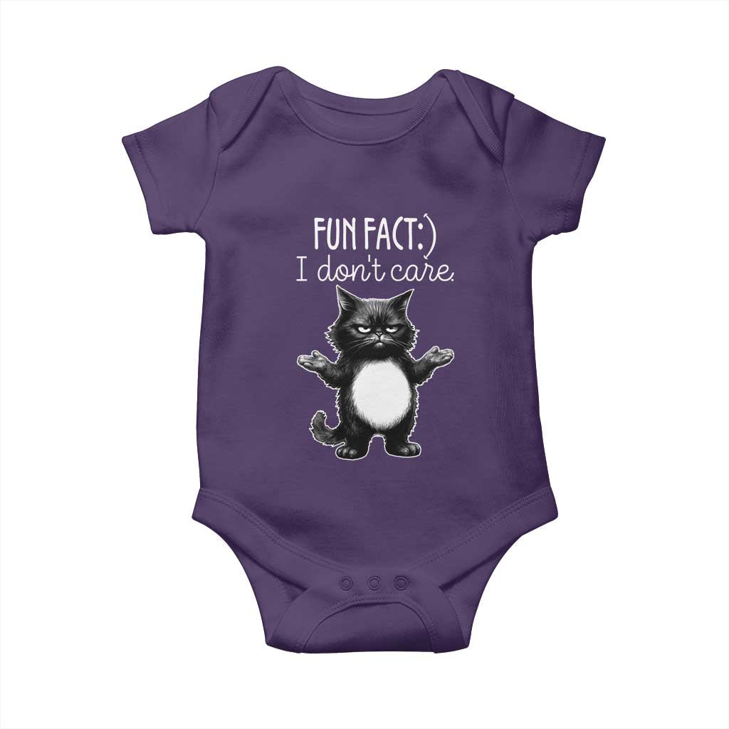 Funny Cat Lover Baby Onesie Fun Fact I Do Not Care Quote TS12 Purple Print Your Wear