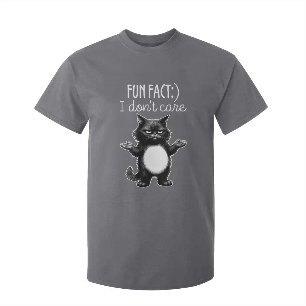 Funny Cat Lover T Shirt For Kid Fun Fact I Do Not Care Quote TS12 Charcoal Print Your Wear