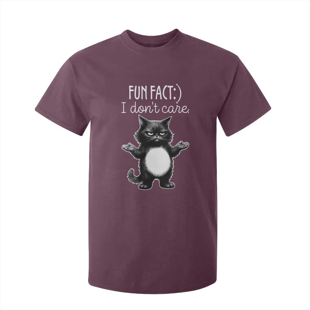 Funny Cat Lover T Shirt For Kid Fun Fact I Do Not Care Quote TS12 Maroon Print Your Wear