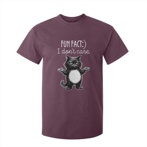 Funny Cat Lover T Shirt For Kid Fun Fact I Do Not Care Quote TS12 Maroon Print Your Wear