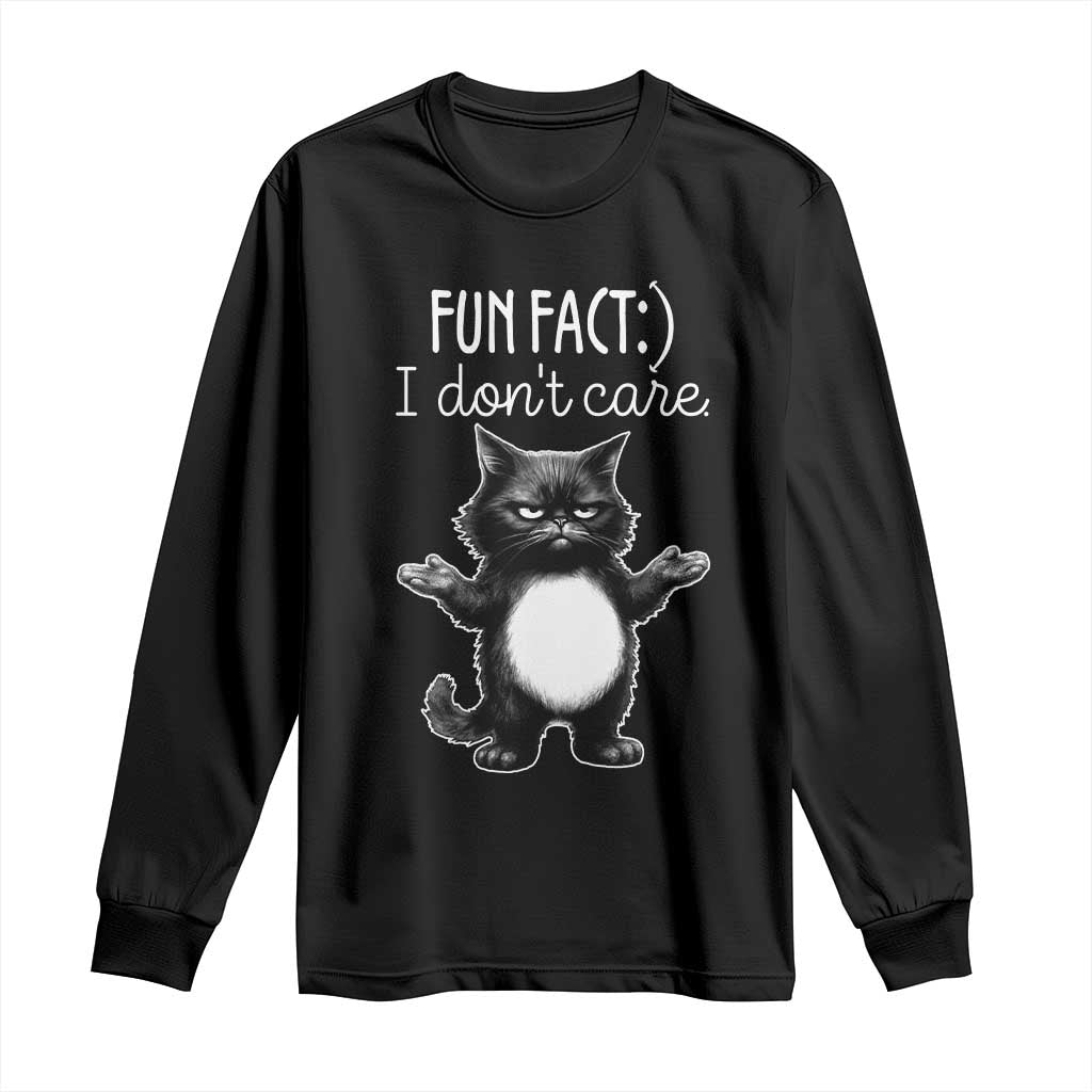 Funny Cat Lover Long Sleeve Shirt Fun Fact I Do Not Care Quote TS12 Black Print Your Wear