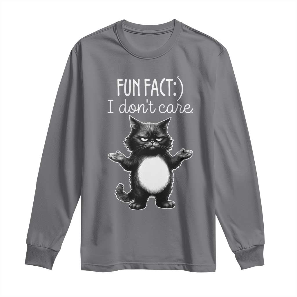 Funny Cat Lover Long Sleeve Shirt Fun Fact I Do Not Care Quote TS12 Charcoal Print Your Wear