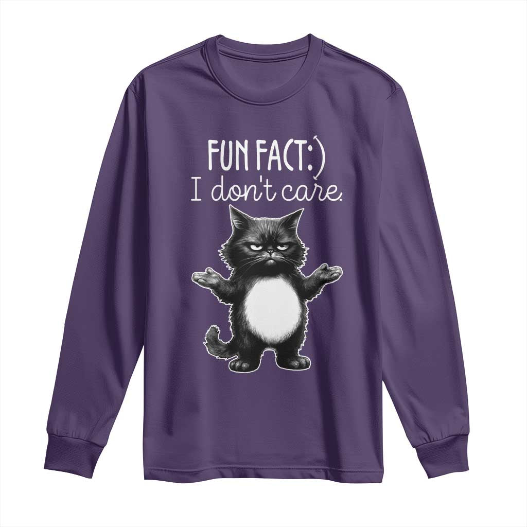 Funny Cat Lover Long Sleeve Shirt Fun Fact I Do Not Care Quote TS12 Purple Print Your Wear