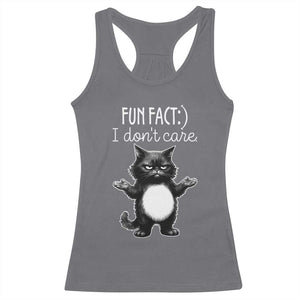 Funny Cat Lover Racerback Tank Top Fun Fact I Do Not Care Quote TS12 Charcoal Print Your Wear