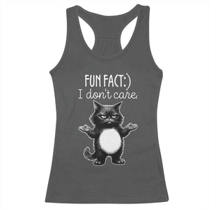Funny Cat Lover Racerback Tank Top Fun Fact I Do Not Care Quote TS12 Dark Heather Print Your Wear
