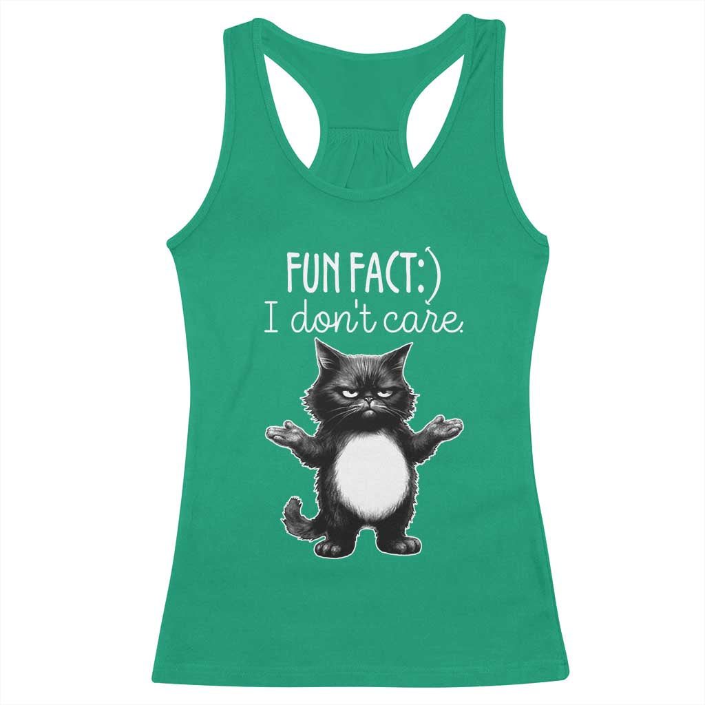 Funny Cat Lover Racerback Tank Top Fun Fact I Do Not Care Quote TS12 Irish Green Print Your Wear