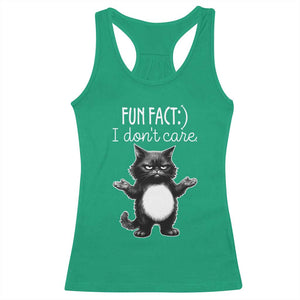 Funny Cat Lover Racerback Tank Top Fun Fact I Do Not Care Quote TS12 Irish Green Print Your Wear