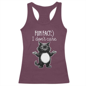 Funny Cat Lover Racerback Tank Top Fun Fact I Do Not Care Quote TS12 Maroon Print Your Wear
