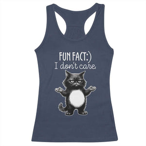 Funny Cat Lover Racerback Tank Top Fun Fact I Do Not Care Quote TS12 Navy Print Your Wear