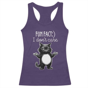 Funny Cat Lover Racerback Tank Top Fun Fact I Do Not Care Quote TS12 Purple Print Your Wear