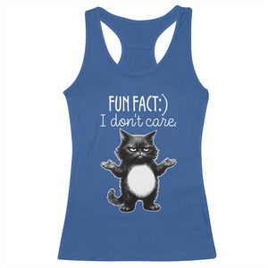 Funny Cat Lover Racerback Tank Top Fun Fact I Do Not Care Quote TS12 Royal Blue Print Your Wear