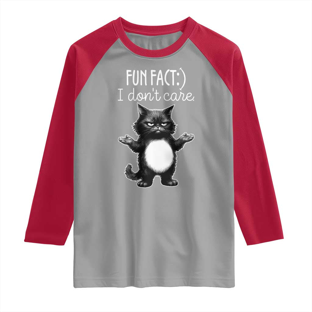Funny Cat Lover Raglan Shirt Fun Fact I Do Not Care Quote TS12 Sport Gray Red Print Your Wear