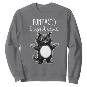 Funny Cat Lover Sweatshirt Fun Fact I Do Not Care Quote TS12 Charcoal Print Your Wear