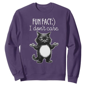 Funny Cat Lover Sweatshirt Fun Fact I Do Not Care Quote TS12 Purple Print Your Wear