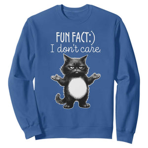 Funny Cat Lover Sweatshirt Fun Fact I Do Not Care Quote TS12 Royal Blue Print Your Wear