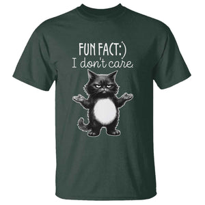 Funny Cat Lover T Shirt Fun Fact I Do Not Care Quote TS12 Dark Forest Green Print Your Wear