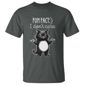 Funny Cat Lover T Shirt Fun Fact I Do Not Care Quote TS12 Dark Heather Print Your Wear