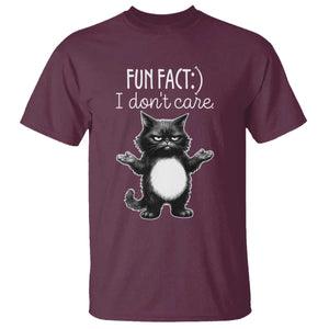 Funny Cat Lover T Shirt Fun Fact I Do Not Care Quote TS12 Maroon Print Your Wear