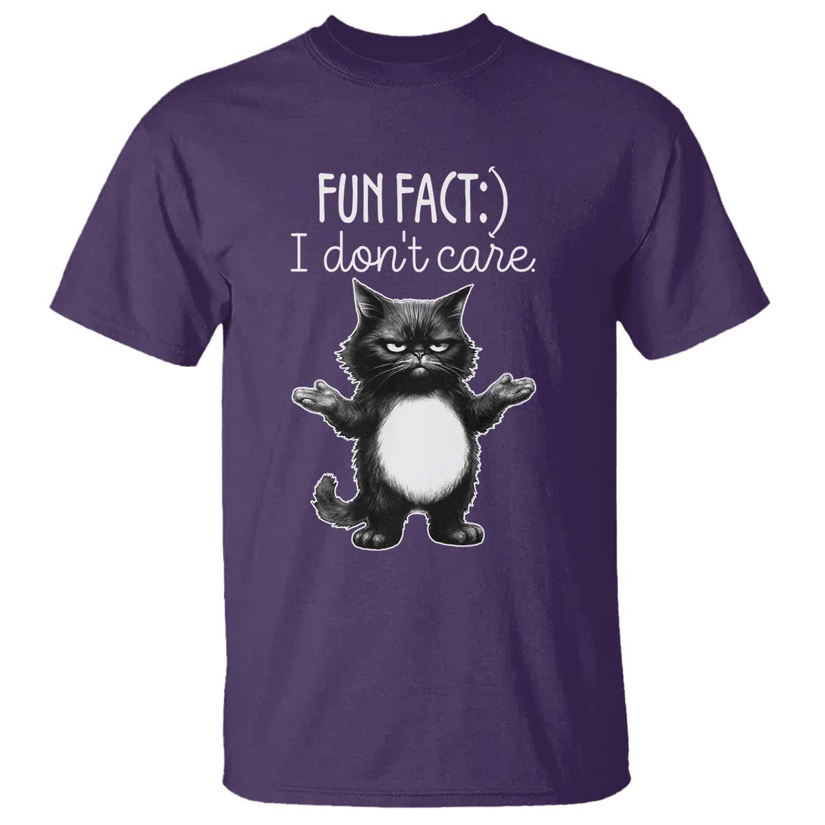 Funny Cat Lover T Shirt Fun Fact I Do Not Care Quote TS12 Purple Print Your Wear
