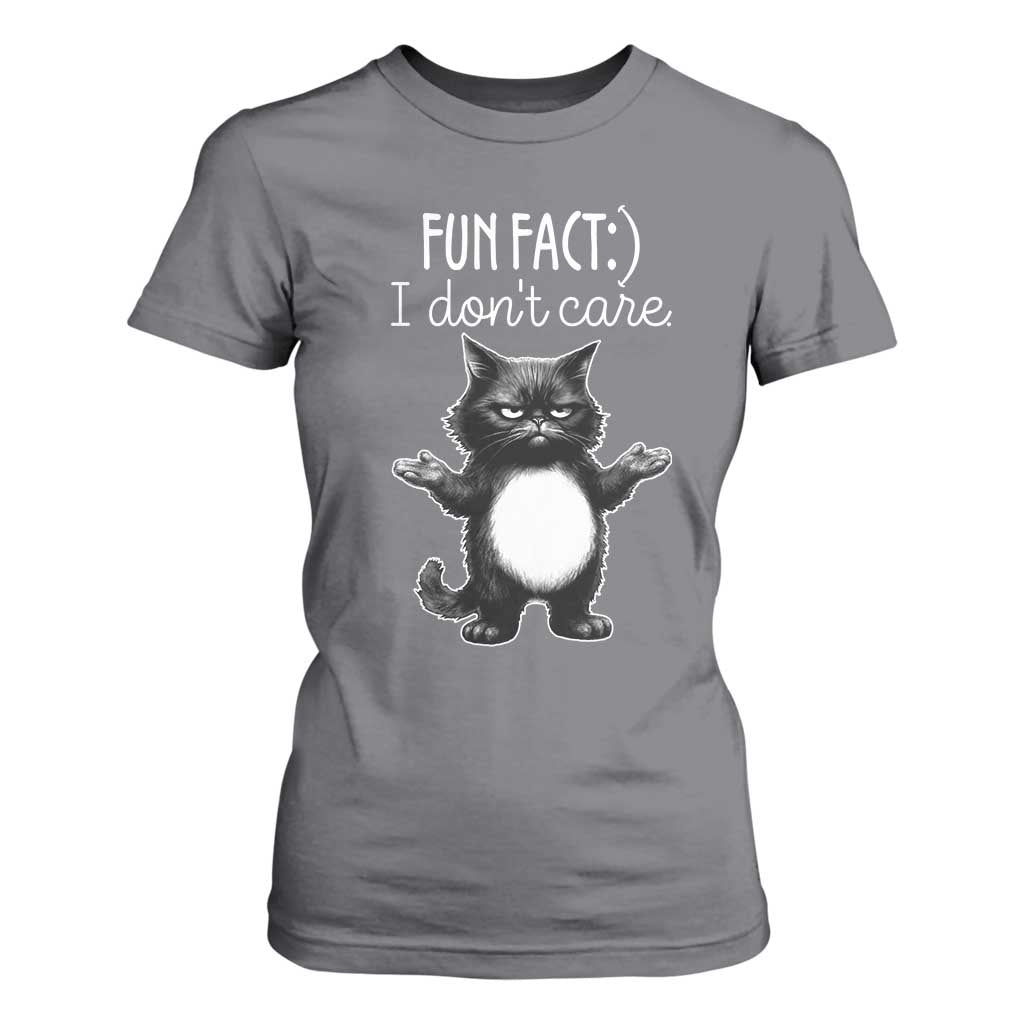 Funny Cat Lover T Shirt For Women Fun Fact I Do Not Care Quote TS12 Charcoal Print Your Wear
