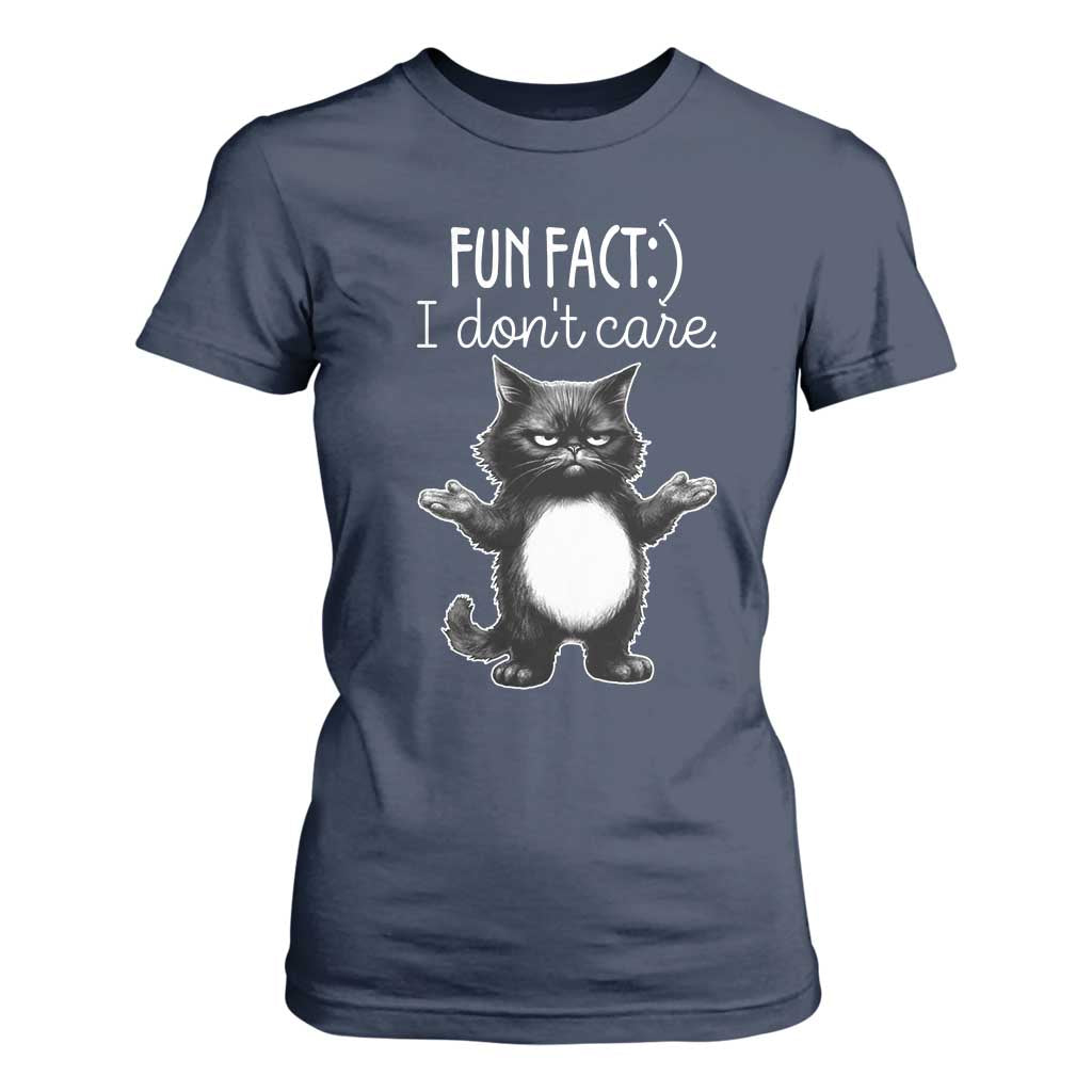 Funny Cat Lover T Shirt For Women Fun Fact I Do Not Care Quote TS12 Navy Print Your Wear