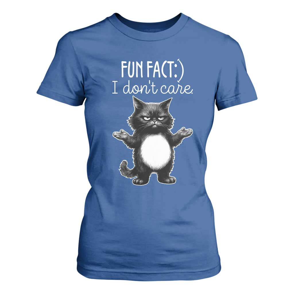 Funny Cat Lover T Shirt For Women Fun Fact I Do Not Care Quote TS12 Royal Blue Print Your Wear