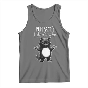 Funny Cat Lover Tank Top Fun Fact I Do Not Care Quote TS12 Black Heather Print Your Wear