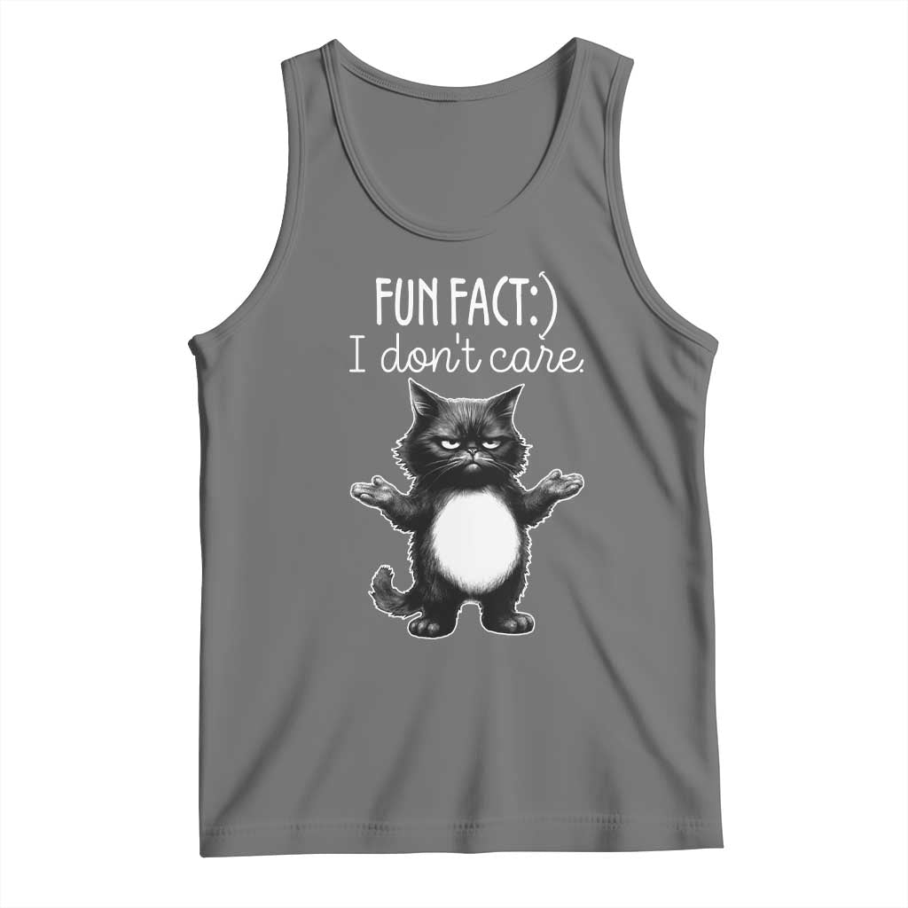 Funny Cat Lover Tank Top Fun Fact I Do Not Care Quote TS12 Black Heather Print Your Wear