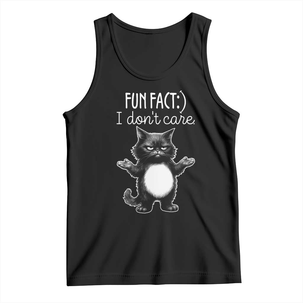 Funny Cat Lover Tank Top Fun Fact I Do Not Care Quote TS12 Black Print Your Wear
