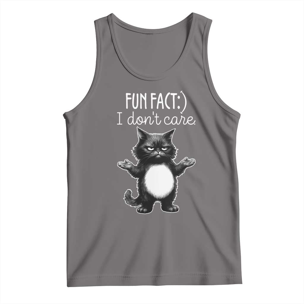 Funny Cat Lover Tank Top Fun Fact I Do Not Care Quote TS12 Deep Heather Print Your Wear