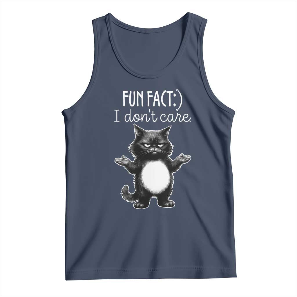 Funny Cat Lover Tank Top Fun Fact I Do Not Care Quote TS12 Navy Print Your Wear