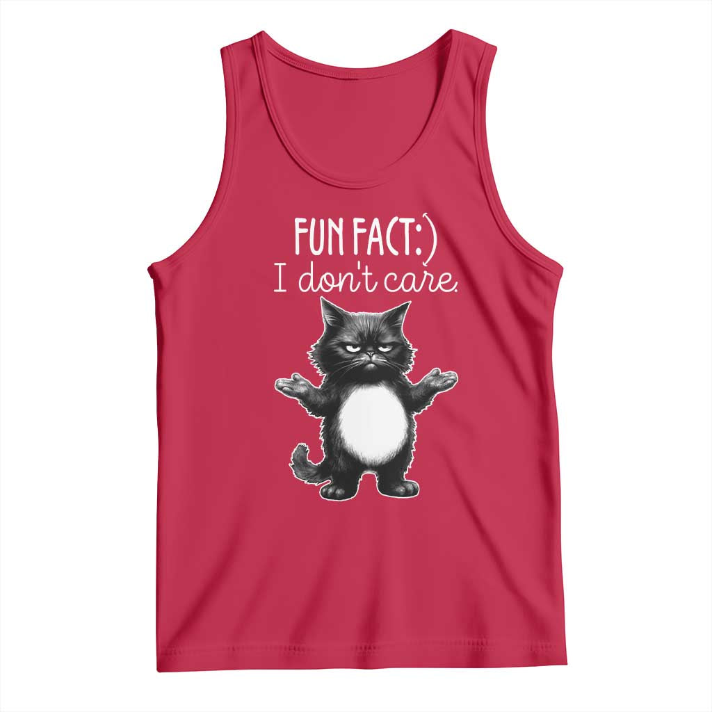 Funny Cat Lover Tank Top Fun Fact I Do Not Care Quote TS12 Red Print Your Wear