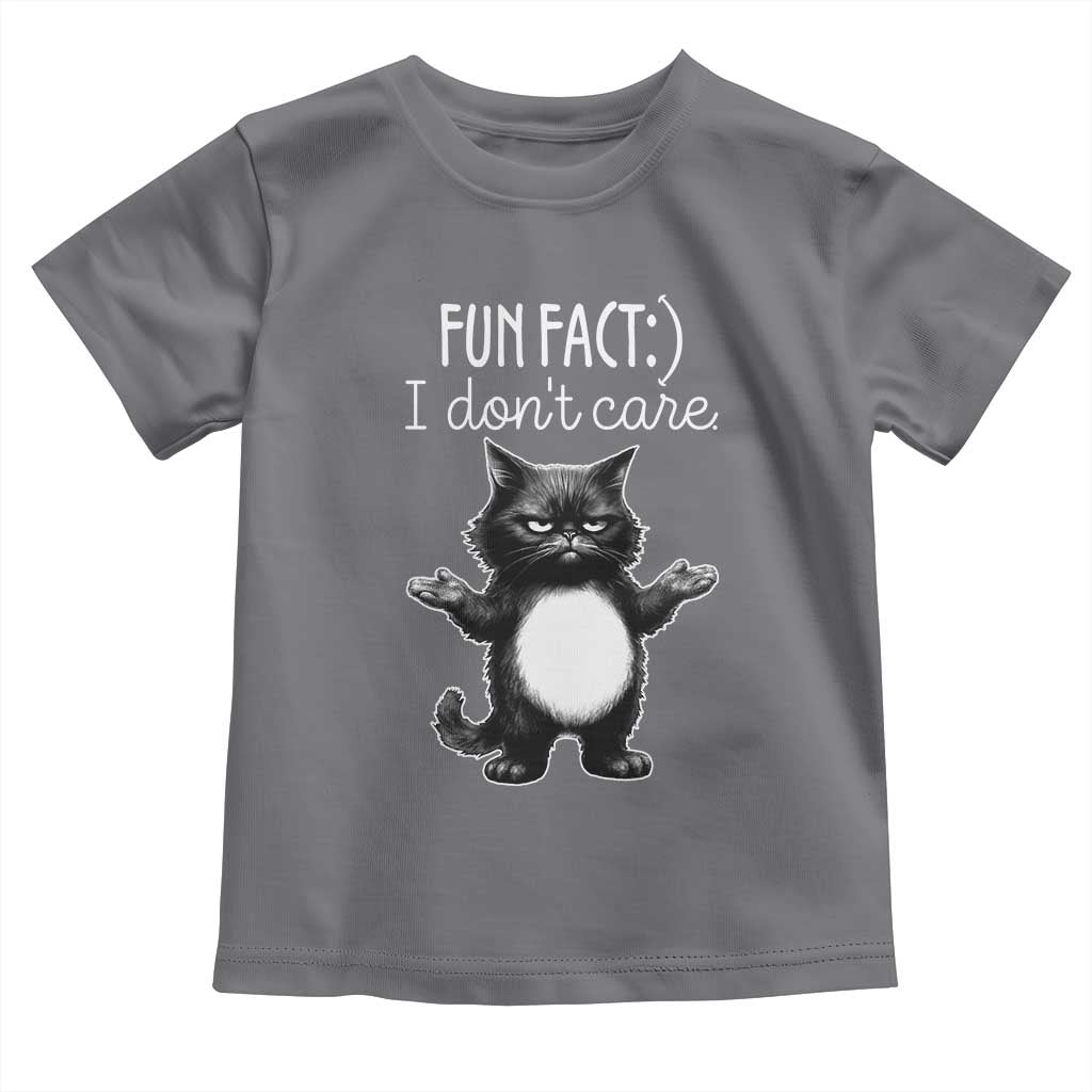 Funny Cat Lover Toddler T Shirt Fun Fact I Do Not Care Quote TS12 Charcoal Print Your Wear