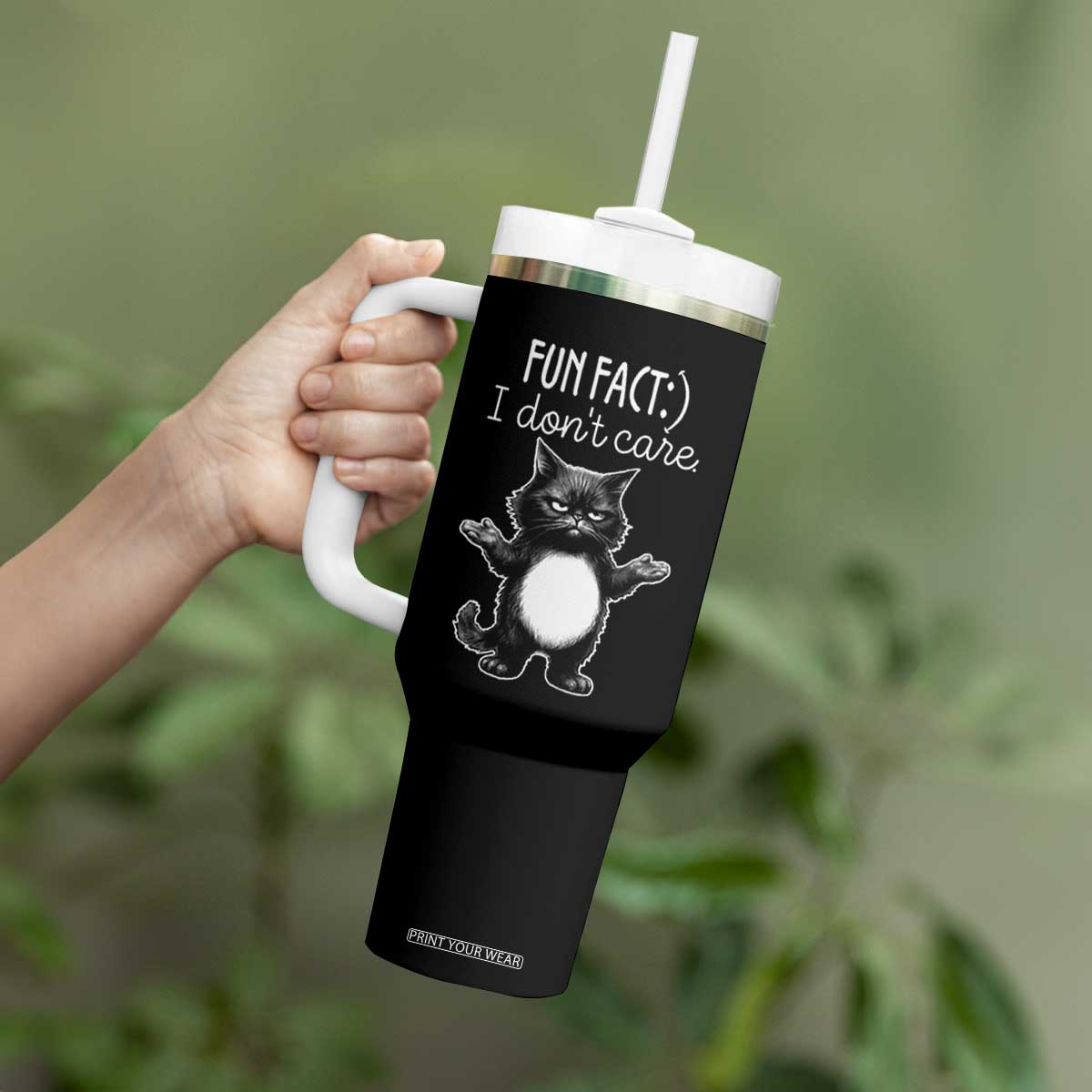 Funny Cat Lover Tumbler With Handle Fun Fact I Do Not Care Quote TS12 Print Your Wear