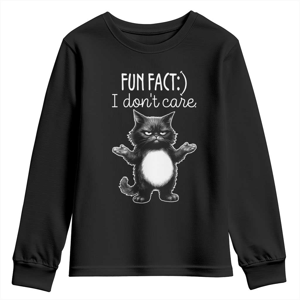 Funny Cat Lover Youth Sweatshirt Fun Fact I Do Not Care Quote TS12 Black Print Your Wear